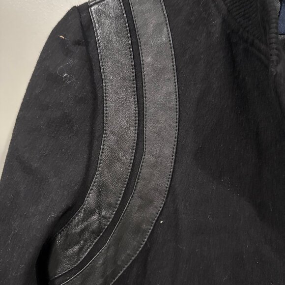True Religion Jet Black Wool Varsity Jacket  Size S/P - Picture 4 of 7